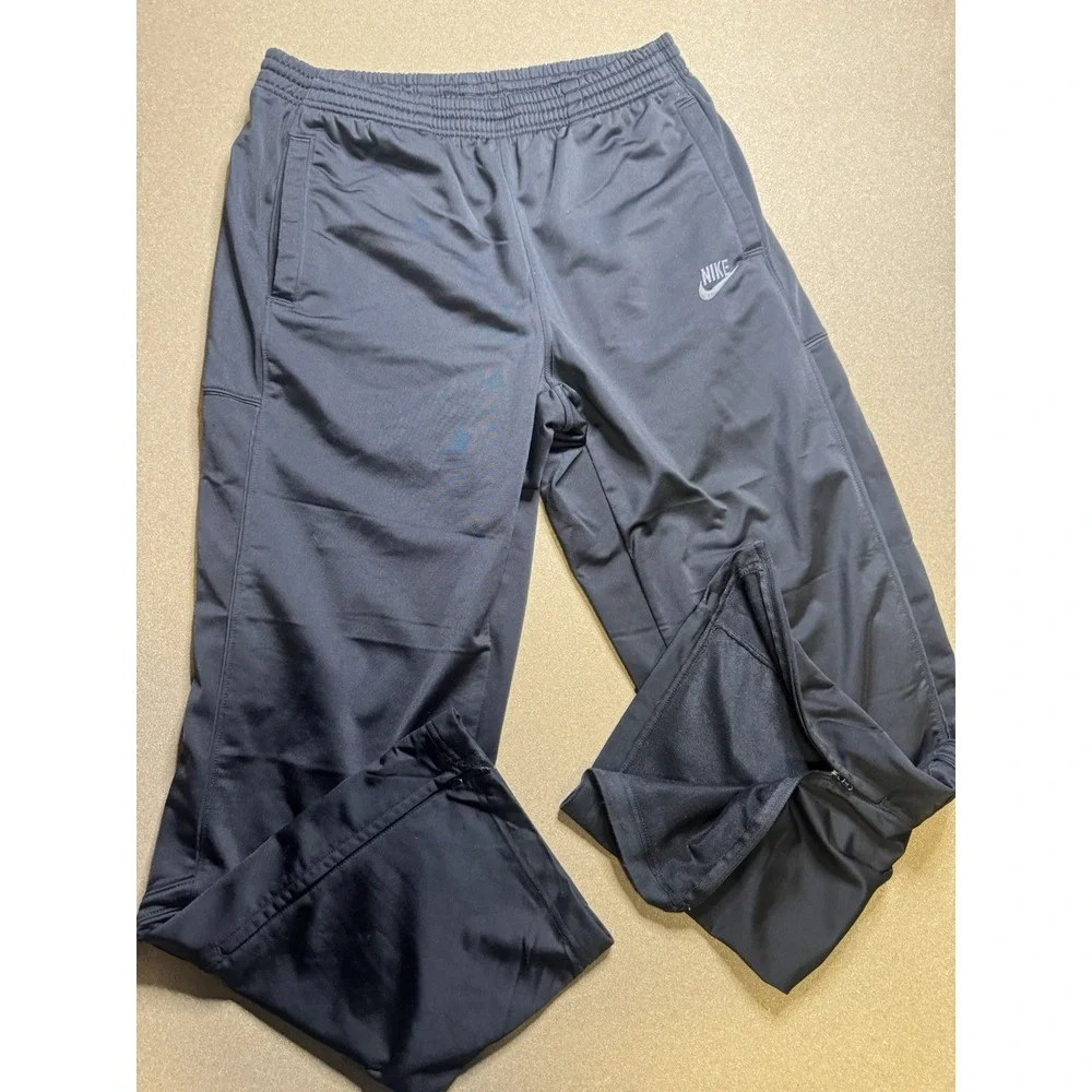 Vintage Nike Sportswear Sweat Pants Adult L Gray Logo Drawstring Heavy Ankle Zip